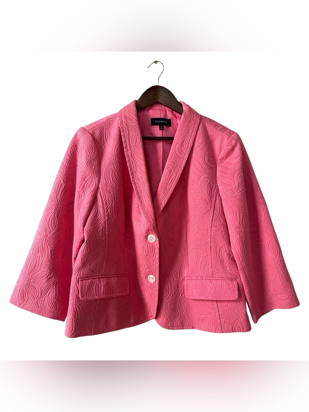 Talbots Women's 16 Pink Textured
Floral Blazer Jacket
